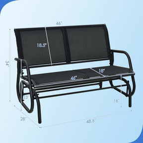 2-Person Outdoor Swing Glider Bench, 48" Patio Double Rocking Loveseat Chair with Steel Frame & Fabric Seat for Backyard Poolside, Garden Lawn
