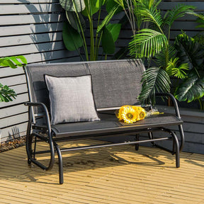 2-Person Outdoor Swing Glider Bench, 48" Patio Double Rocking Loveseat Chair with Steel Frame & Fabric Seat for Backyard Poolside, Garden Lawn