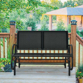 2-Person Outdoor Swing Glider Bench, 48" Patio Double Rocking Loveseat Chair with Steel Frame & Fabric Seat for Backyard Poolside, Garden Lawn
