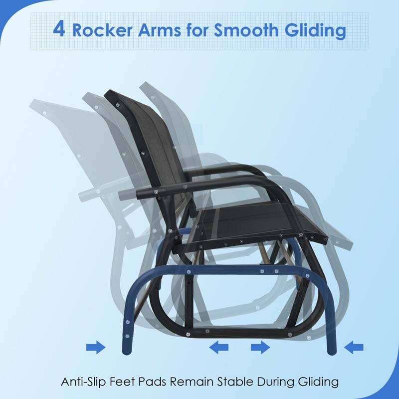 2-Person Outdoor Swing Glider Bench, 48" Patio Double Rocking Loveseat Chair with Steel Frame & Fabric Seat for Backyard Poolside, Garden Lawn
