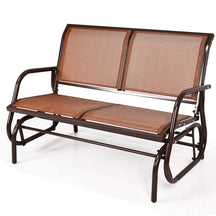 2-Person Outdoor Swing Glider Bench, 48" Patio Double Rocking Loveseat Chair with Steel Frame & Fabric Seat for Backyard Poolside, Garden Lawn