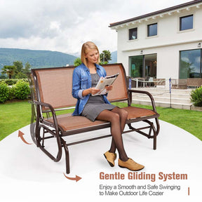 2-Person Outdoor Swing Glider Bench, 48" Patio Double Rocking Loveseat Chair with Steel Frame & Fabric Seat for Backyard Poolside, Garden Lawn