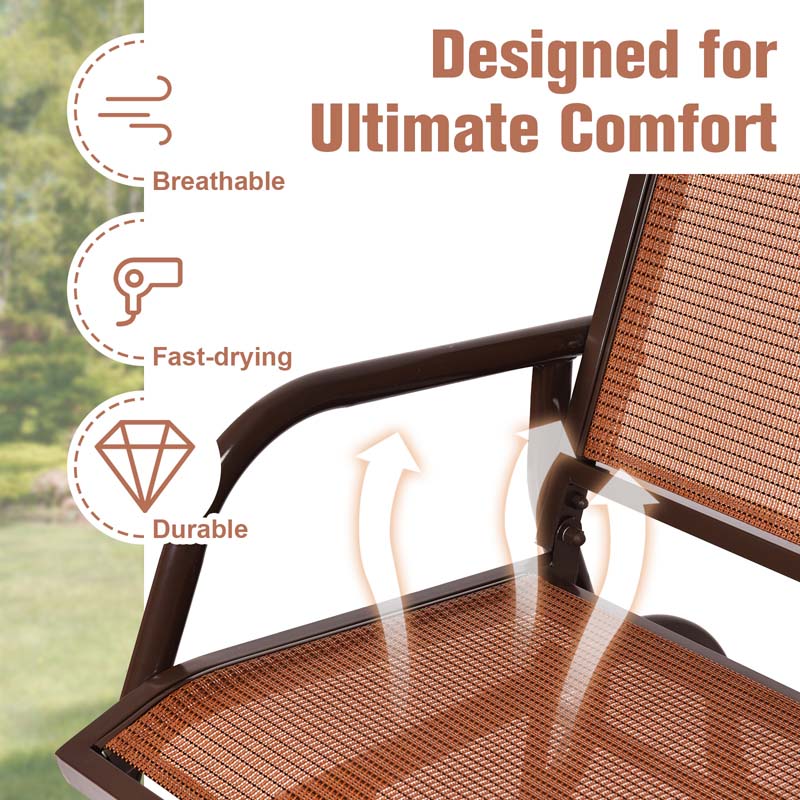 2-Person Outdoor Swing Glider Bench, 48" Patio Double Rocking Loveseat Chair with Steel Frame & Fabric Seat for Backyard Poolside, Garden Lawn
