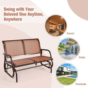 2-Person Outdoor Swing Glider Bench, 48" Patio Double Rocking Loveseat Chair with Steel Frame & Fabric Seat for Backyard Poolside, Garden Lawn