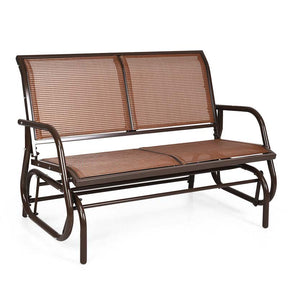 2-Person Outdoor Swing Glider Bench, 48" Patio Double Rocking Loveseat Chair with Steel Frame & Fabric Seat for Backyard Poolside, Garden Lawn