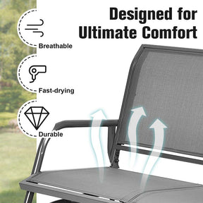 2-Person Outdoor Swing Glider Bench, 48" Patio Double Rocking Loveseat Chair with Steel Frame & Fabric Seat for Backyard Poolside, Garden Lawn