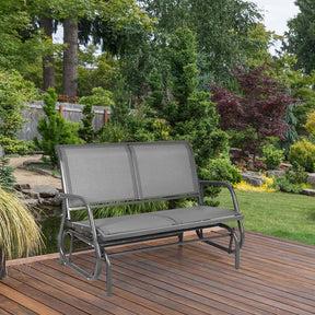 2-Person Outdoor Swing Glider Bench, 48" Patio Double Rocking Loveseat Chair with Steel Frame & Fabric Seat for Backyard Poolside, Garden Lawn