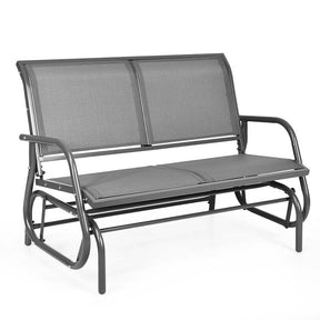 2-Person Outdoor Swing Glider Bench, 48" Patio Double Rocking Loveseat Chair with Steel Frame & Fabric Seat for Backyard Poolside, Garden Lawn