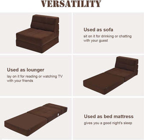 Triple Fold Down Sofa Bed, 3-in-1 Convertible Floor Couch Sleeper with Removable Cover, Padded Foam Guest Futon Lounger Chair for Living Room