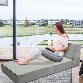 Triple Fold Down Sofa Bed, 3-in-1 Convertible Floor Couch Sleeper with Removable Cover, Padded Foam Guest Futon Lounger Chair for Living Room