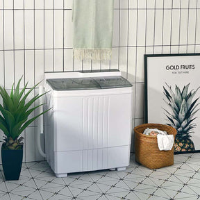 21 LBS Portable Washing Machine with Drain Pump, Twin Tub Top Load Washer Spin Dryer Combo for RV Apartment