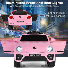 12V Kids Ride-on Car Licensed Volkswagen Beetle Battery Powered Vehicle Riding Toy Car with Remote Control, Spring Suspension & LED Lights
