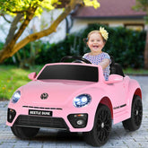 12V Kids Ride-on Car Licensed Volkswagen Beetle Battery Powered Vehicle Riding Toy Car with Remote Control, Spring Suspension & LED Lights