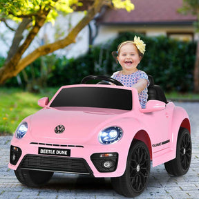 12V Kids Ride-on Car Licensed Volkswagen Beetle Battery Powered Vehicle Riding Toy Car with Remote Control, Spring Suspension & LED Lights
