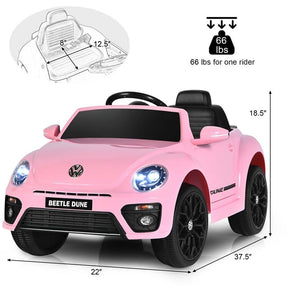 12V Kids Ride-on Car Licensed Volkswagen Beetle Battery Powered Vehicle Riding Toy Car with Remote Control, Spring Suspension & LED Lights