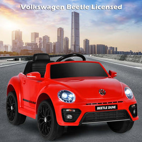 12V Kids Ride-on Car Licensed Volkswagen Beetle Battery Powered Vehicle Riding Toy Car with Remote Control, Spring Suspension & LED Lights