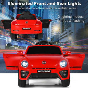 12V Kids Ride-on Car Licensed Volkswagen Beetle Battery Powered Vehicle Riding Toy Car with Remote Control, Spring Suspension & LED Lights