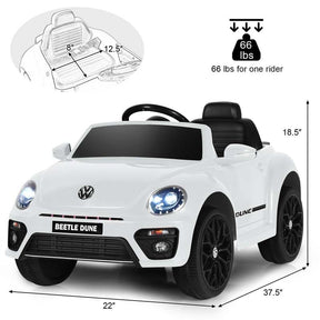12V Kids Ride-on Car Licensed Volkswagen Beetle Battery Powered Vehicle Riding Toy Car with Remote Control, Spring Suspension & LED Lights