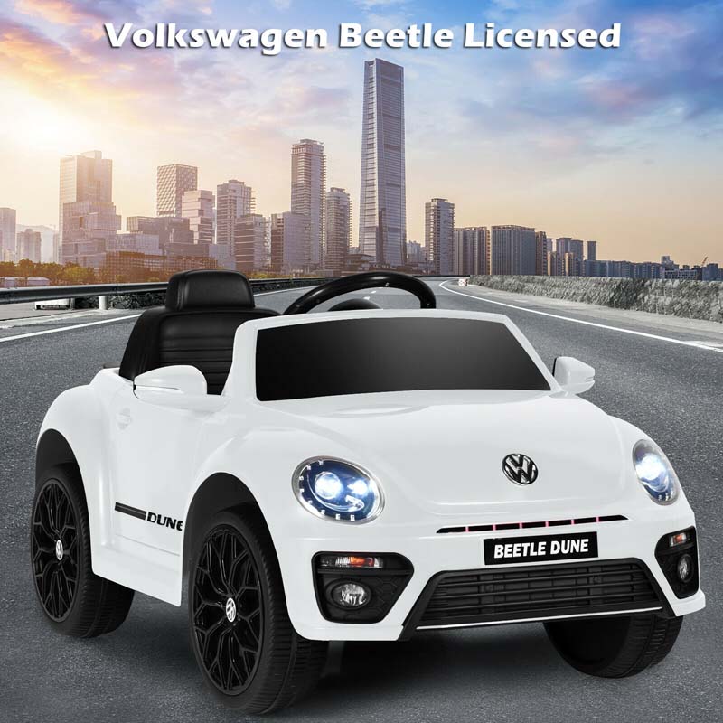 12V Kids Ride-on Car Licensed Volkswagen Beetle Battery Powered Vehicle Riding Toy Car with Remote Control, Spring Suspension & LED Lights