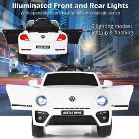 12V Kids Ride-on Car Licensed Volkswagen Beetle Battery Powered Vehicle Riding Toy Car with Remote Control, Spring Suspension & LED Lights