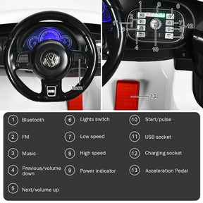 12V Kids Ride-on Car Licensed Volkswagen Beetle Battery Powered Vehicle Riding Toy Car with Remote Control, Spring Suspension & LED Lights