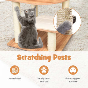 69" Tall Cat Tree, Modern Wood Cat Tower with Multi-Level Platforms, Sisal Scratching Posts & Washable Cushions for Large Cats up to 20 lbs