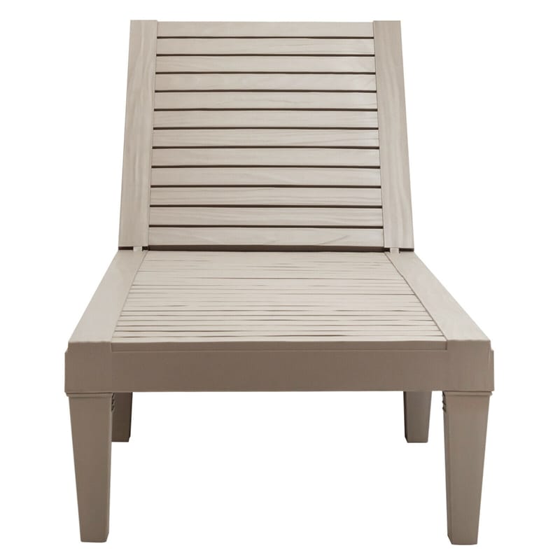Outdoor Chaise Lounge Chair, 5-Position Adjustable Recliner with Weather-Resistant Wood Texture, Waterproof Sun Lounger for Poolside, Backyard