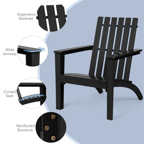 Adirondack Chair Acacia Wood Outdoor Patio Chair, Weather Resistant Campfire Chair for Lawn Seating