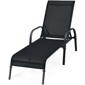 Outdoor Folding Chaise Lounge Chair with 5-Position Adjustable Backrest, Lightweight Fabric Sunbathing Chair Sun Lounger for Poolside Patio