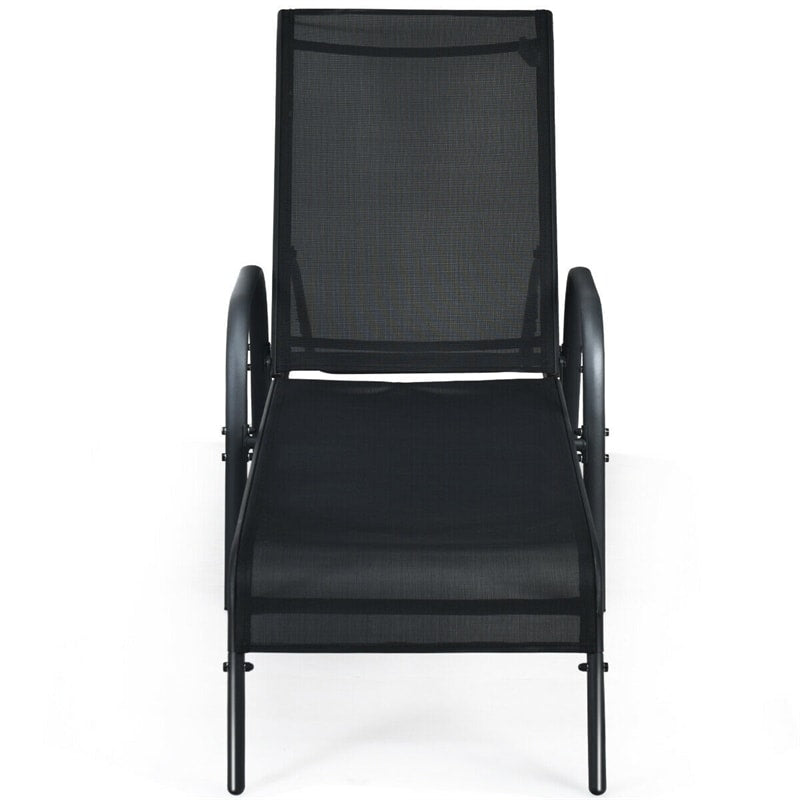 Outdoor Folding Chaise Lounge Chair with 5-Position Adjustable Backrest, Lightweight Fabric Sunbathing Chair Sun Lounger for Poolside Patio