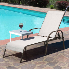 Outdoor Folding Chaise Lounge Chair with 5-Position Adjustable Backrest, Lightweight Fabric Sunbathing Chair Sun Lounger for Poolside Patio