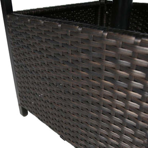 22" Rattan Wicker Steel Outdoor Patio Bistro Side Table Stand with 1.6" Umbrella Hole, Side Square Table for Deck Pool Garden
