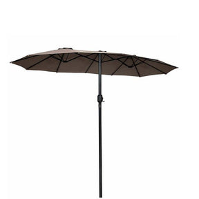 15FT Double-Sided Outdoor Patio Umbrella with Crank, Extra Large 12 Ribs Steel Market Umbrella for Poolside, Deck & Backyard
