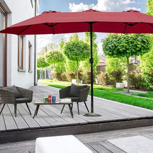 15FT Double-Sided Outdoor Patio Umbrella with Crank, Extra Large 12 Ribs Steel Market Umbrella for Poolside, Deck & Backyard