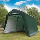 10x10 Ft Heavy Duty Outdoor Storage Shelter, Steel Frame Enclosed Carport Shed with Waterproof Ripstop Cover, Portable Garage Tent for Motorcycle, ATV