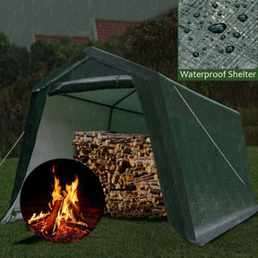 10x10 Ft Heavy Duty Outdoor Storage Shelter, Steel Frame Enclosed Carport Shed with Waterproof Ripstop Cover, Portable Garage Tent for Motorcycle, ATV
