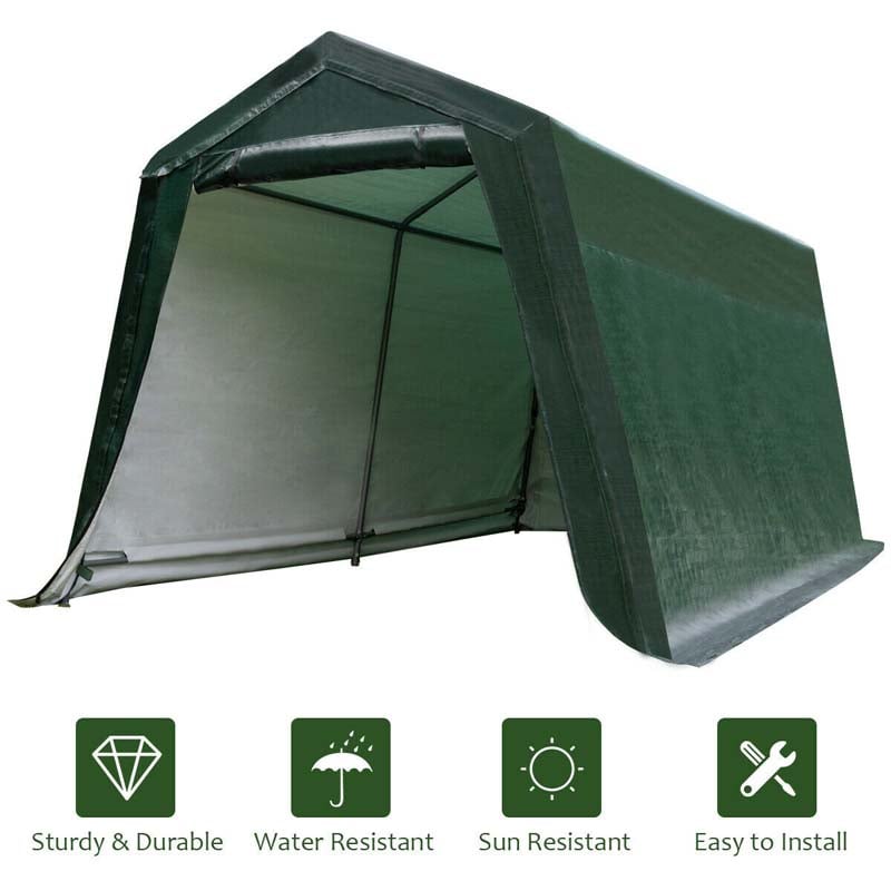 10x10 Ft Heavy Duty Outdoor Storage Shelter, Steel Frame Enclosed Carport Shed with Waterproof Ripstop Cover, Portable Garage Tent for Motorcycle, ATV